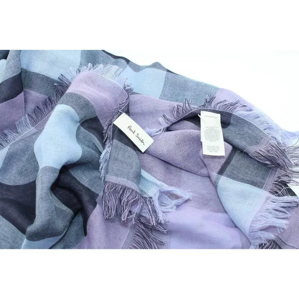 D0 NWoT New PAUL SMITH Scarf Shawl 100% Cotton Plaid Logo 26